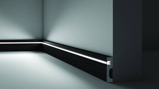 IL11 BLACK 2m WALLSTYL® Skirting Board with LED light diffuser