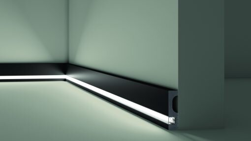 IL10 BLACK 2m WALLSTYL® Skirting Board with LED light diffuser